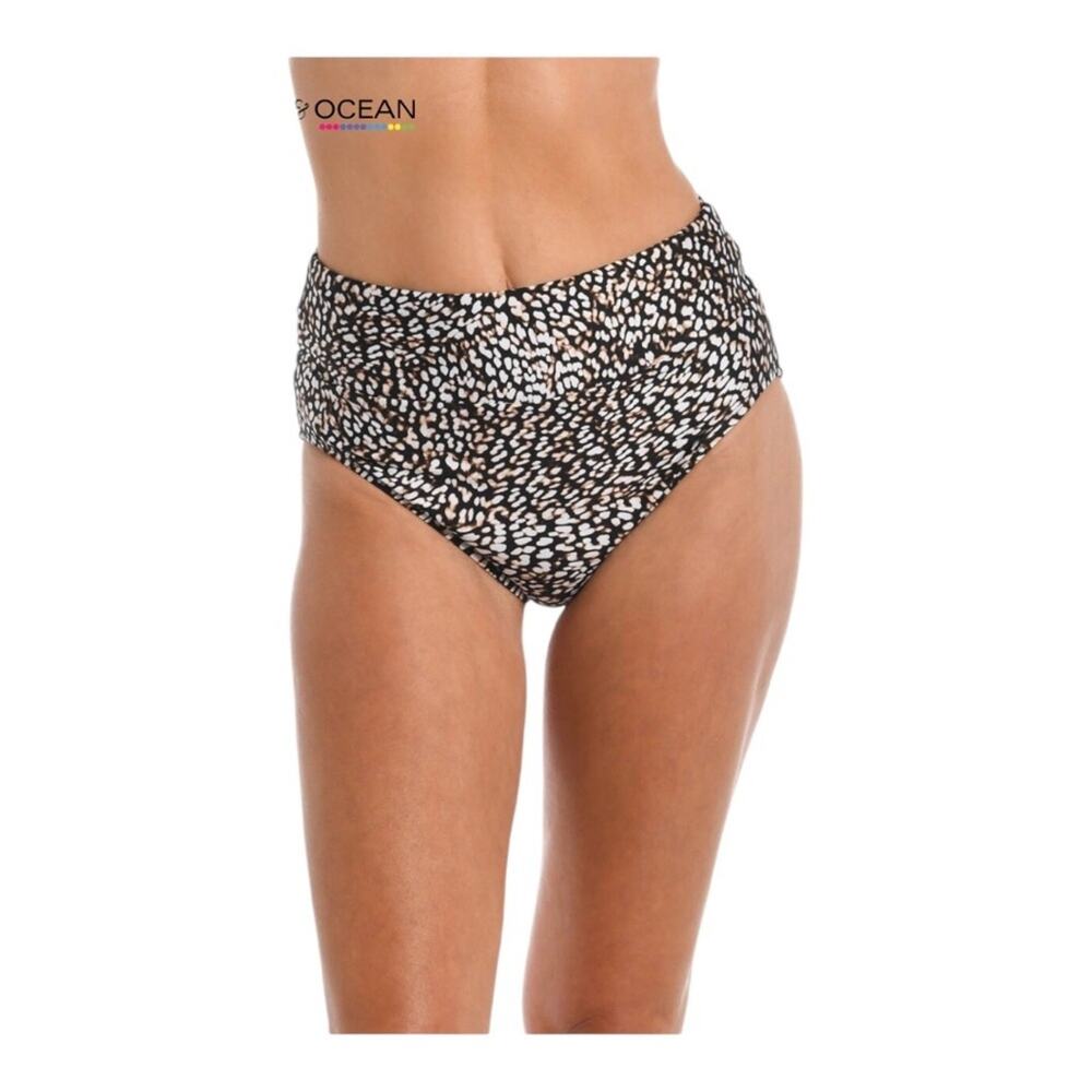 24th & Ocean Wild Instincts High Waist Bikini Bottom Animal Print XXL NWT